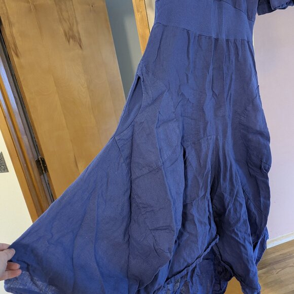 Inizio Blue Linen Maxi Dress Large - Picture 2 of 9